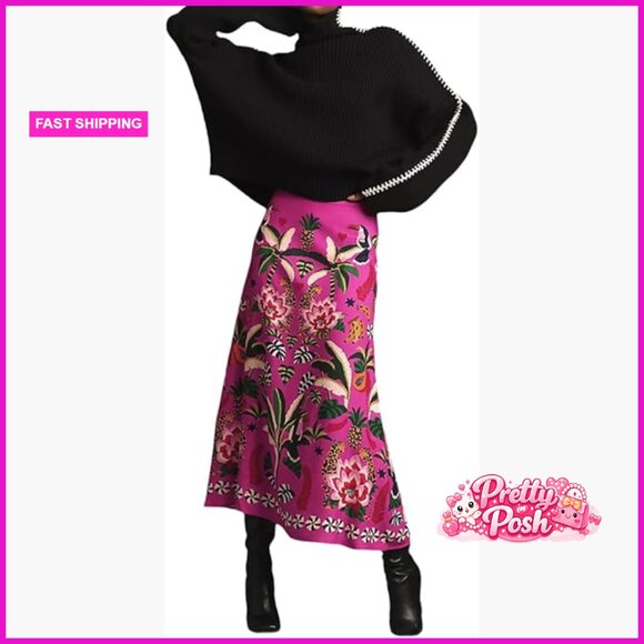 Dresses & Skirts - Polyester Blend Midi Skirt with Zipper High Waist A-Line